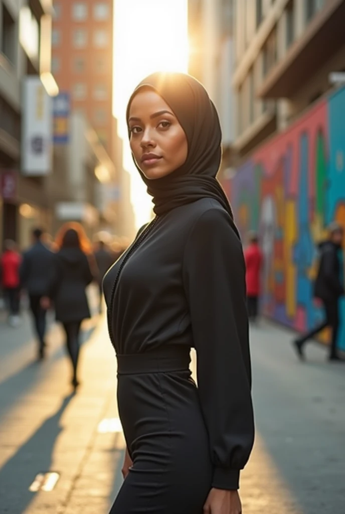 sexy hijab woman wearing tight full body clothes