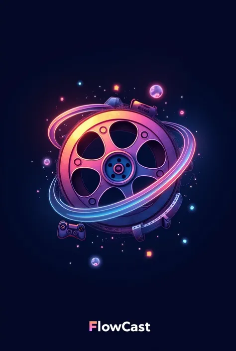 logo, FlowCast, streaming, movies, series, animes, sports games 