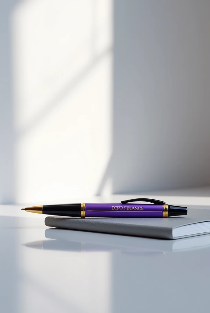 Design a purple,yellow and black  pen with "DIFO FINANCE" written on it.