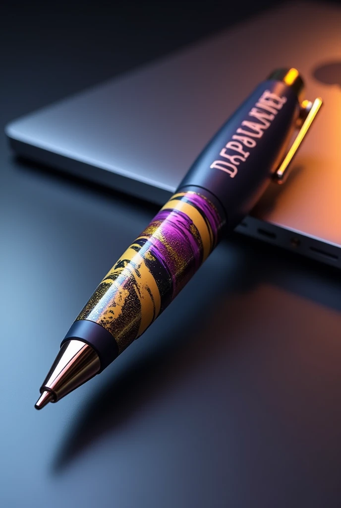 Design a purple,yellow and black  pen with "DIFO FINANCE " written on it.