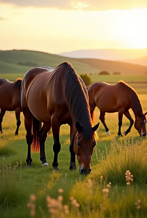 
horses eating