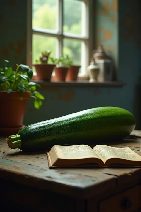 A very sad zucchini sits on the table and cries