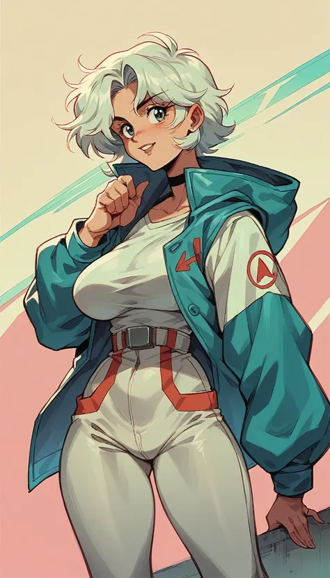 retro futuristic anime waifu