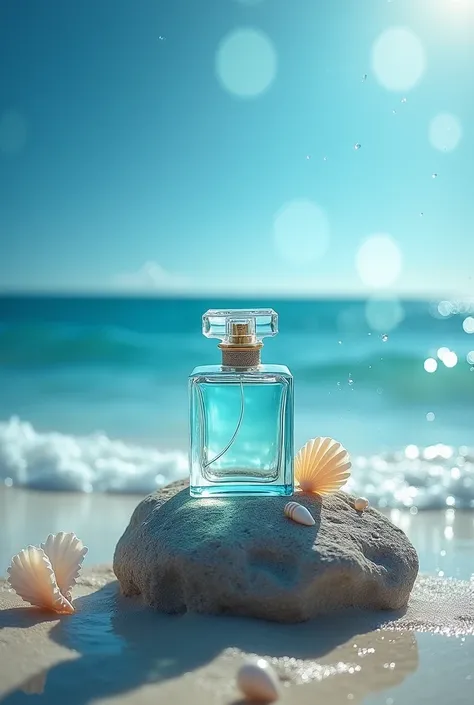 Create perfume poster wherein deep blue ocean is stunning