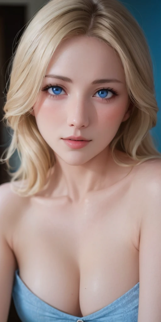 Elegant mature female, pale skin, blonde hair, blue eyes, soft light, high quality, high detailed, 4k resolution, beautiful cg