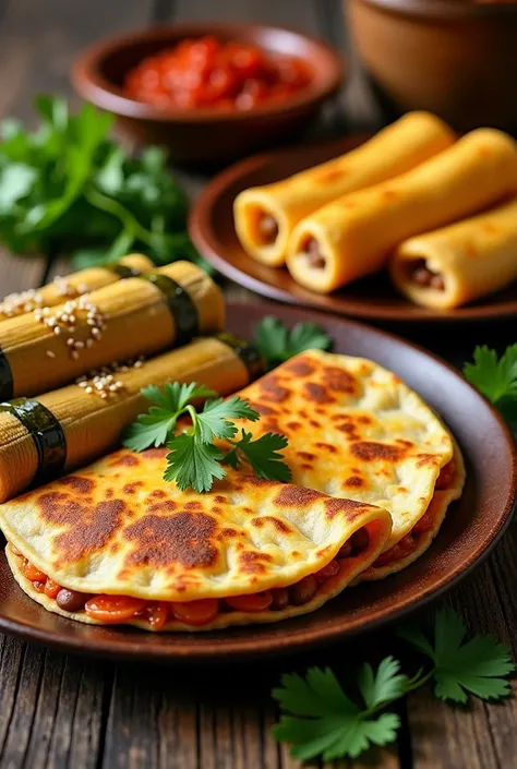 Pupusas, tamales, tamales and Salvadoran quesadillas in one photo