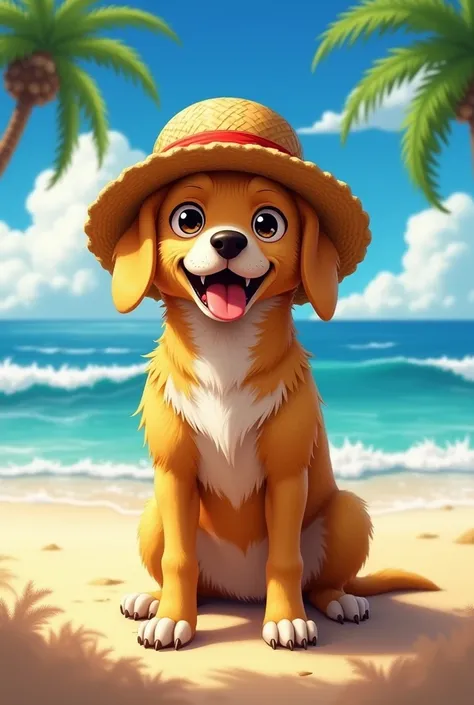 A DOG WITH LUFFY&#39;S HAT
