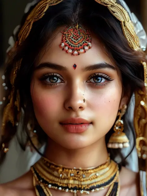 (((ultra realistic))) Photo, masterpiece, top quality, (pale skin), (Ultra detailed face and eyes:1.3), Indian 1 girl, in a beautiful black(goldon embroidery)dress, (Eye makeup, mascara) , Beautiful ,23 years young Indian girl healthy,indian girl with brow...