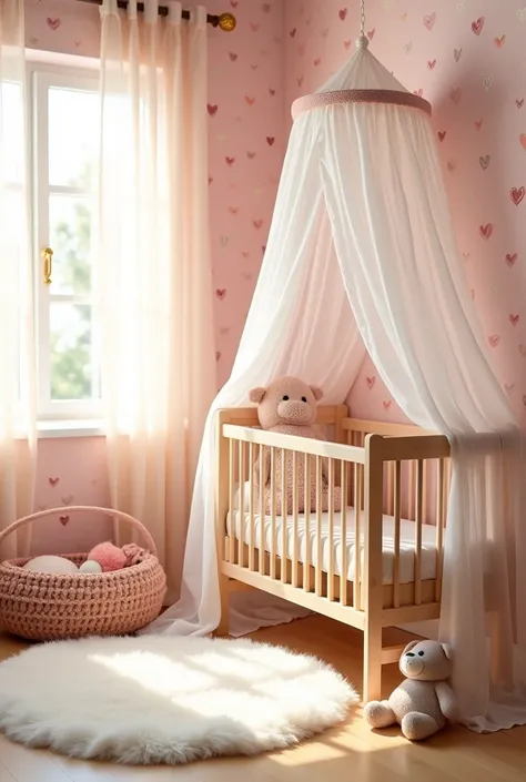 Baby pink wallpaper with heart 