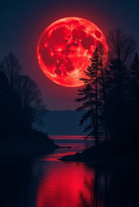 Create a photo of a red moon