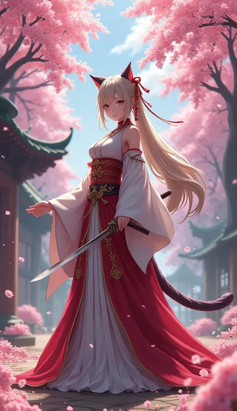 anime girl with cat tail and a sword in her hand, katana zero video game character, Ayaka Genshin Impact, Cushart Kenz, corona de cushart key art feminine, genshin impact zhongli, corona de cushart, genshin impact keqing, detailed art of onmyoji, ayaka gam...