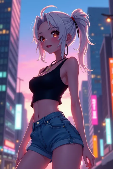 A female Gojo with her hair tied up and wearing casual clothes

(anime)