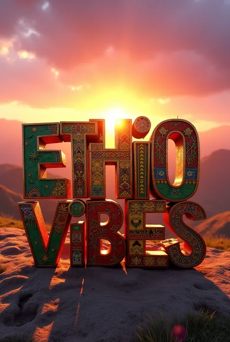 3d text of Ethio Chill Vibes inpired by Ethiopian tradition