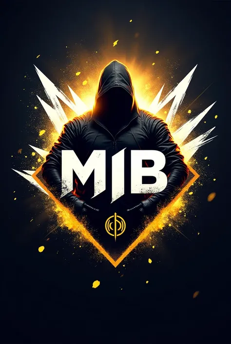 Create a professional Free Fire sports logo with the name "MIB", Using the colors of the Spanish team Real Madrid.