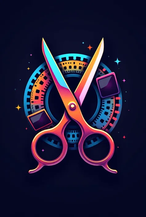 Create a logo for a video editing channel with a pair of scissors 
