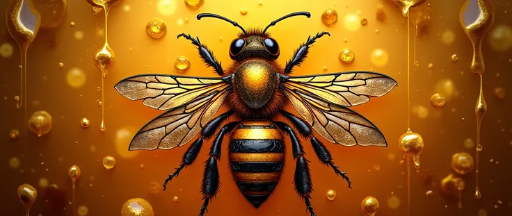 create for me a 3d image of a queen bee coat of arms and honey background , with the highlighted phrase Costa & silva