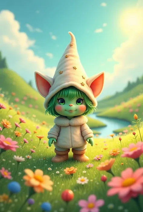 Anime child gnome with cat ears