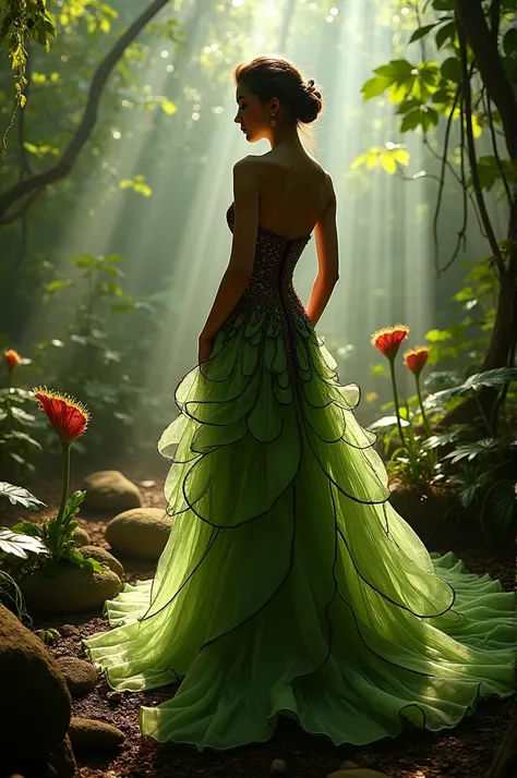 Make me a dress inspired by a pitcher plant. 