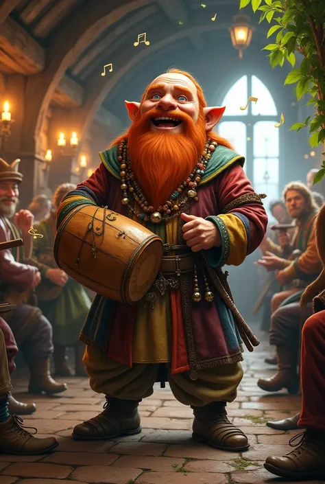 Dwarf bard with a drum