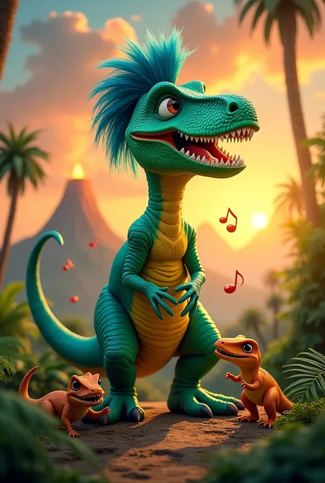 Singer Fábio Júnior characterized as a dinosaur