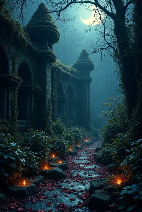 dark themed garden