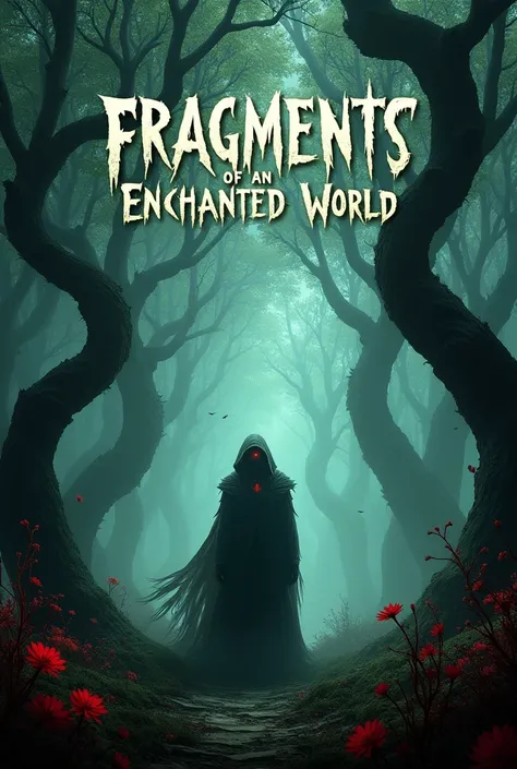 Create a horror poster with the title "fragments of an enchanted world" with a release date for September 2025 appearing