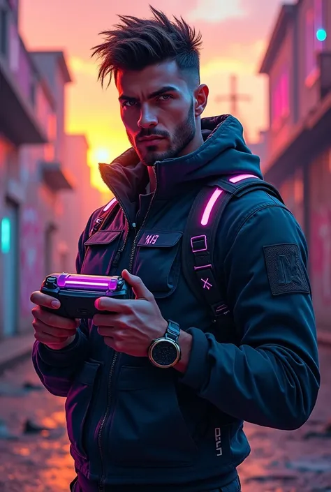 A Valorant character with a Playstation 5 controller in his hand. 