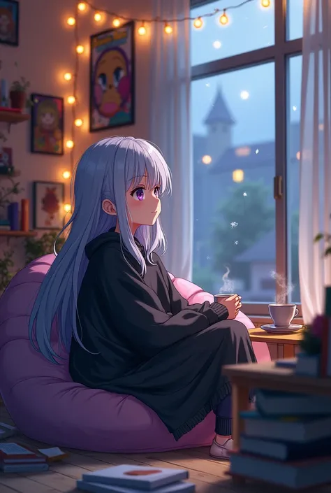 Anime girl in black sweater