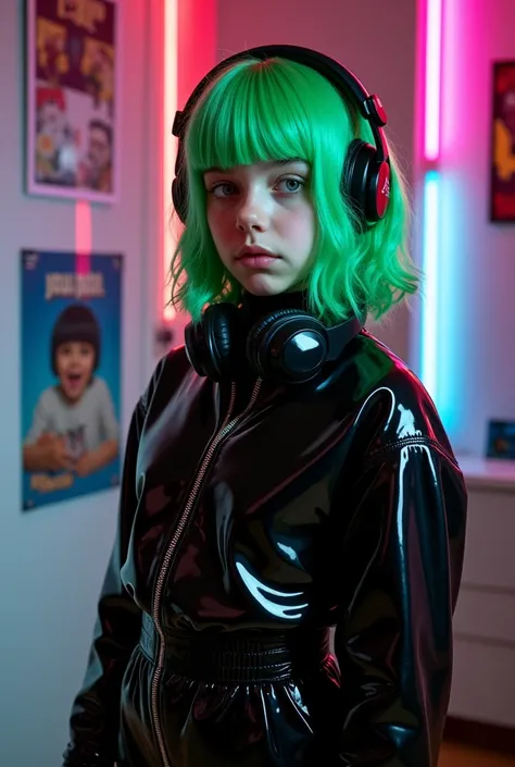 Billie Eilish at 10 years old wearing latex clothes