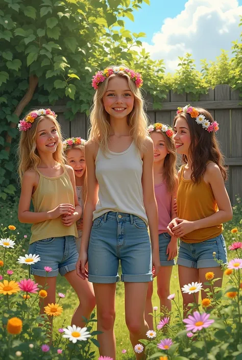 Naked Greta Thunberg with her friends in her garden 