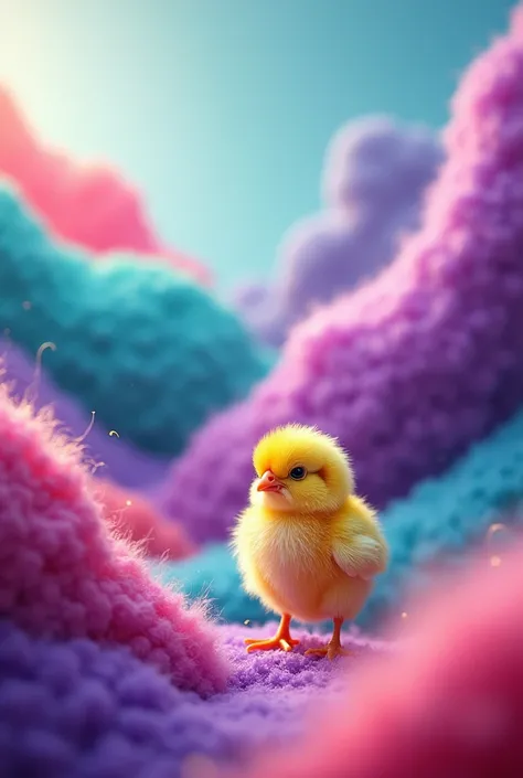 A chick in an abstract landscape