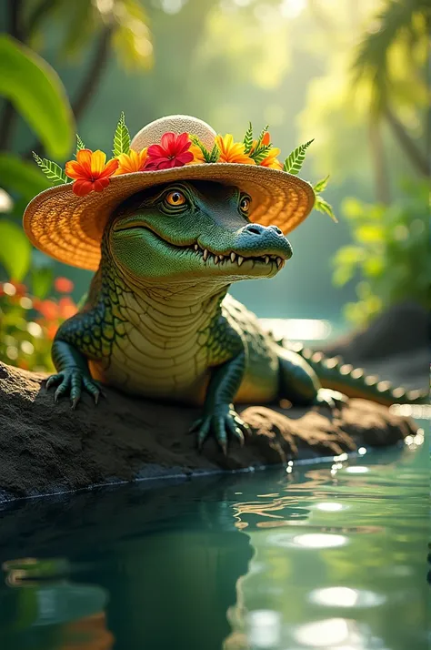 A picture of a crocodile wearing a hat and saying el gara 
