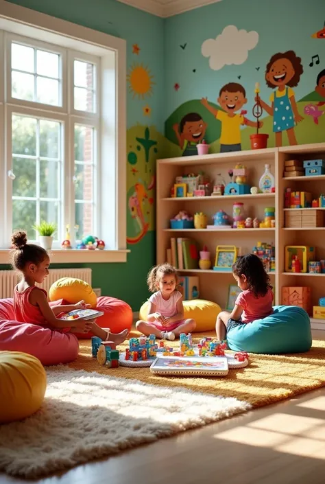 toy room, inclusive with diverse toys for children in education and early elementary years 