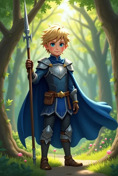 14-year-old blond boy wearing lancer clothing 


