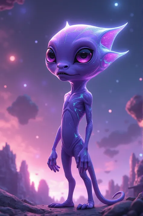 create a purple alien anime version