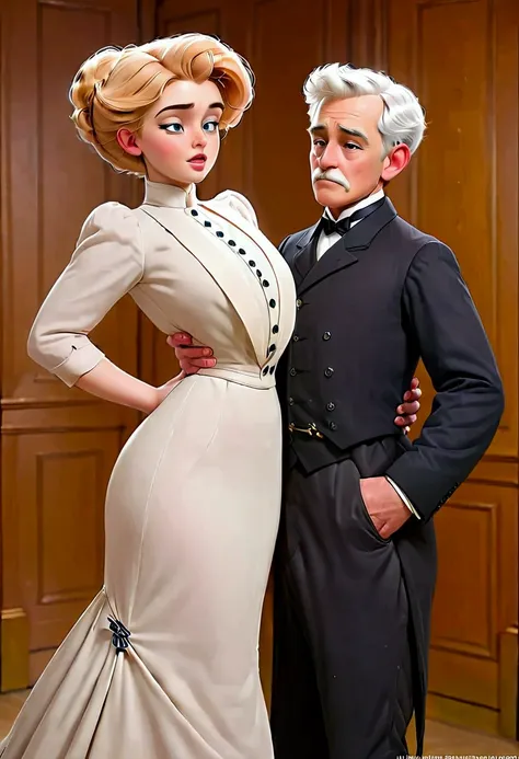 year 1901. a gorgeous thotty 15yo blonde gibson girl ((having sex)) with an aged horny 69yo white-haired gentleman. 1900_dress. ...