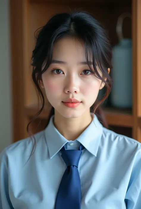 Practical photo,There is a woman wearing a blue tie and a blue shirt., Chiho, Venison flavor, My motto is Tadeyuki, Yoshitomo Nara, Takemura, Oka Yasumoto, Black-haired Takeshi Ikeda, Otegawa Yui, Kakinai Narumi, Portrait of Mayuri Shiina,Detailed face and...