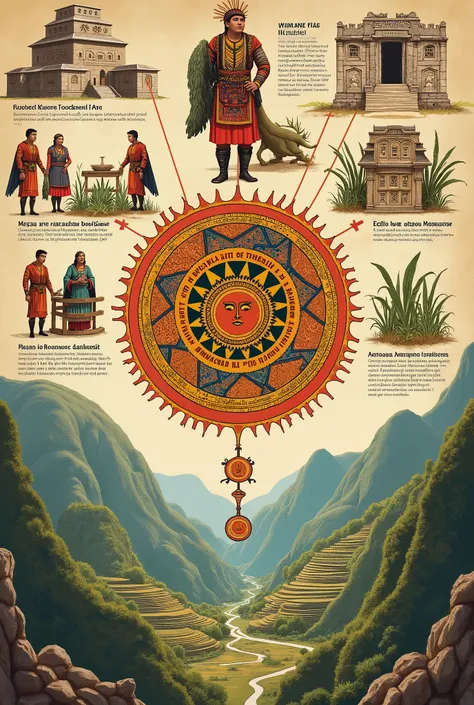 diagram explaining the contributions of the Incas: Quechua, medicine, stone buildings, road system, terraces.
