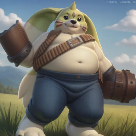 gargomon, plump, chubby male, (posing:1.3), (soft shading), 4k, hi res,, ((detailed face, (black eyes), detailed)), by zackarry9...