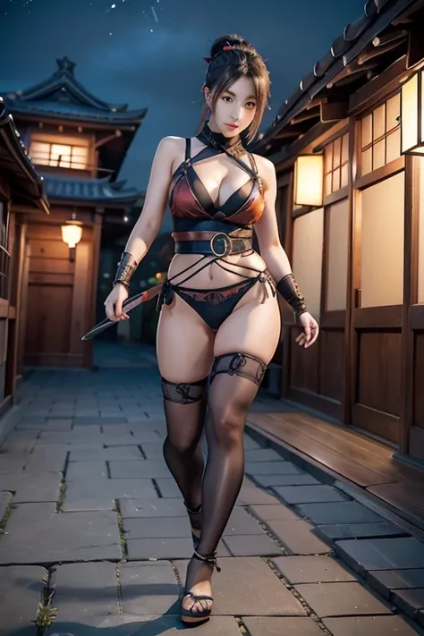 Highest quality,Ultra HD,Best AI Images, Full body photo,Rendering beautiful brush strokes, Very detailed vfx portrait of, Female ninja, A Japanese female ninja, cgsociety と fenghua zhong, Covert behavior, A female ninja, ((Covert behavior中)),A scene of in...