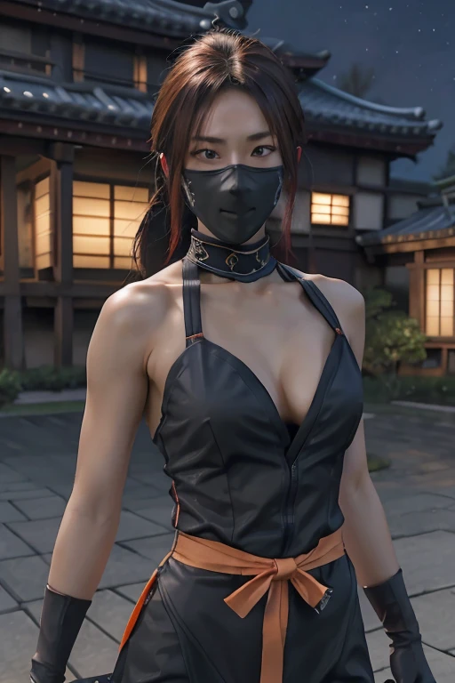 Highest quality,Ultra HD,Best AI Images, Full body photo,Rendering beautiful brush strokes, Very detailed vfx portrait of, Female ninja, A Japanese female ninja, cgsociety と fenghua zhong, Covert behavior, A female ninja, ((Covert behavior中)),A scene of in...