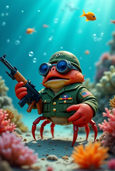 mr. crab  militar con rifle