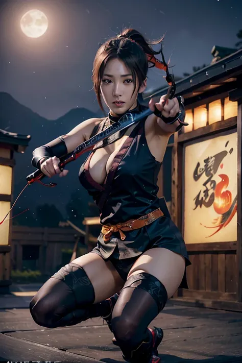 Highest quality,Ultra HD,Best AI Images, Full body photo,Rendering beautiful brush strokes, Very detailed vfx portrait of, Female ninja, A Japanese female ninja, cgsociety と fenghua zhong, Covert behavior, A female ninja, ((Archery combat scene)),A scene o...