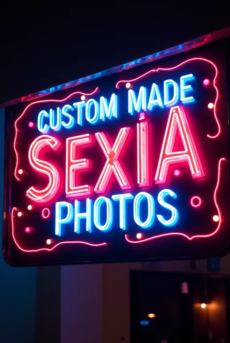 illuminated banner written :Custom made sexIA Photos