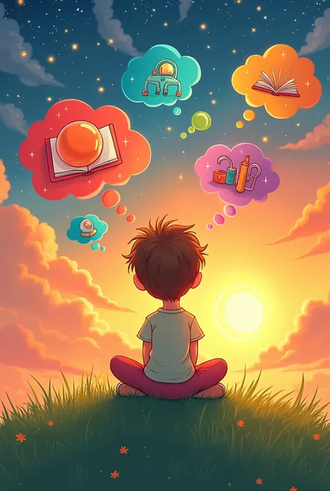 Animated representation of a child thinking about their future