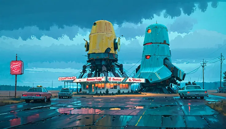 (lora:21stalenhag:1),(masterpiece), (best quality), (ultra-detailed), (best illustration), (best shadow), (absurdres),((draw by ...