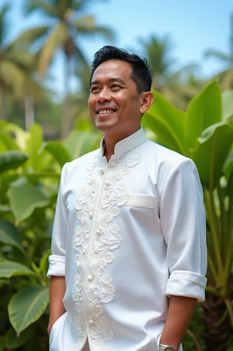 Filipino in barong facing right