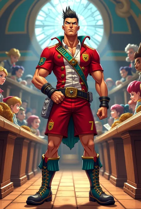 Create a character of Cristiano Ronaldo in the style of Ace Attorney, One piece version