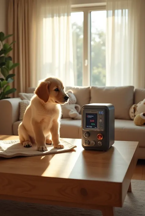 There is a pet inside a small plastic and glass chamber where it receives a full scan of its vital signs and medical condition, and states that are determined by a veterinarian, but using the camera., temperature states, Blood pressure and heart rate will ...