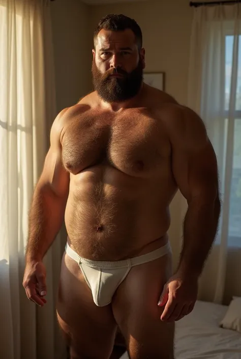 Hairy man in transparent underwear
